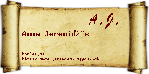 Amma Jeremiás névjegykártya